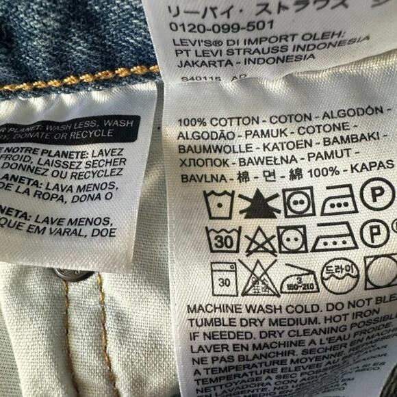 Levi's 501 Premium Jean Shorts Women's 32 Blue Button Fly Cut Off Denim - Picture 6 of 7